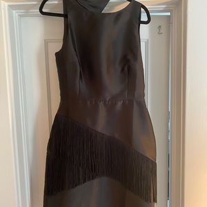 Fringe Detail Black Cocktail Dress